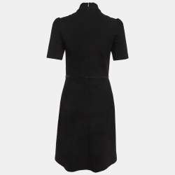 Pre Owned فستان غوتشي جيرسي أسود بتفصيل حز ام الحذاء متوسط الطول مقاس متوسط - ميديم