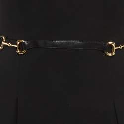 Pre Owned فستان غوتشي جيرسي أسود بتفصيل حزام الحذاء متوسط الطول مقاس متوسط - ميديم