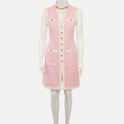 مملوكة مسبقًا فستان غوتشي تويد وردي بدون أكمام مقاس صغير (سمول)