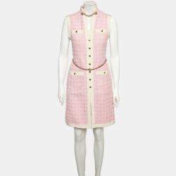 Pre Owned Gucci Pink Tweed Sleeveless Sheath Dress S
