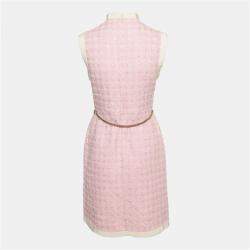 Pre Owned Gucci Pink Tweed Sleeveless Sheath Dress S
