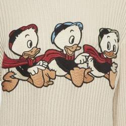 Pre Owned Gucci X Disney Cream Wool Blend Donald Duck Detail Sweater S
