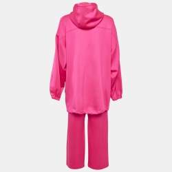 Pre Owned Gucci Pink Jersey Logo Patch Hoodie and Pants Suits S