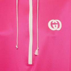 Pre Owned Gucci Pink Jersey Logo Patch Hoodie and Pants Suits S