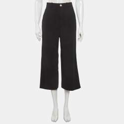Pre Owned Gucci Black Web Trim Crepe Trousers S