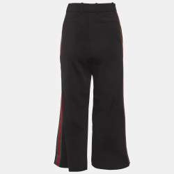 Pre Owned Gucci Black Web Trim Crepe Trousers S
