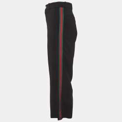 Pre Owned Gucci Black Web Trim Crepe Trousers S