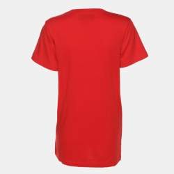 Pre Owned تيشيرت غوتشي قميص جيرسي مطرز شعار أحمر مقاس صغير