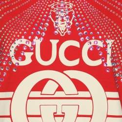 Pre Owned تيشيرت غوتشي قميص جيرسي مطرز شعار أحمر مقاس صغير