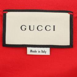 Pre Owned تيشيرت غوتشي قميص جيرسي مطرز شعار أحمر مقاس صغير