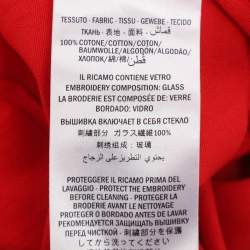 Pre Owned تيشيرت غوتشي قميص جيرسي مطرز شعار أحمر مقاس صغير