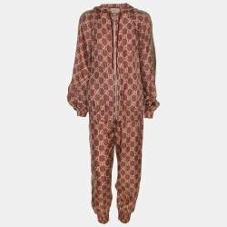 Pre Owned Gucci Multicolor GG Silk Hoodie and Trouser Set XS