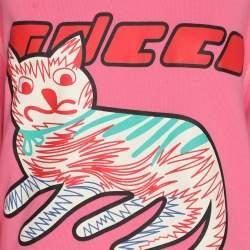 Pre Owned Gucci Pink Knit Printed Sweatshirt M