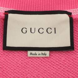 Pre Owned Gucci Pink Knit Printed Sweatshirt M