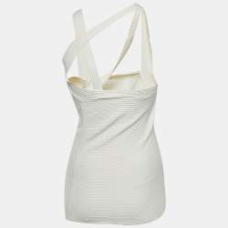 Pre Owned Gucci White Ribbed Knit Halter Neck Top S