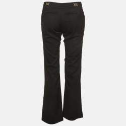 مملوكة مسبقًا بنطلون غوتشي أسود توب حريري منخفض الخصر بحزام مقاس متوسط (ميديم)