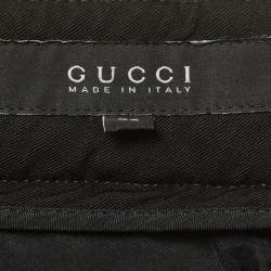 مملوكة مسبقًا بنطلون غوتشي أسود توب حريري منخفض الخصر بحزام مقاس متوسط (ميديم)