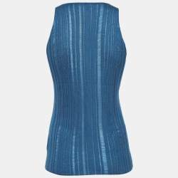 Pre Owned Gucci Blue Rib Knit Tank Top M