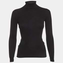 Pre Owned Gucci Black Knit Lace High Neck Sweater S