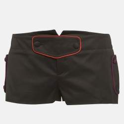 مملوكة مسبقًا Gucci Black Twill Contrast Trim Micro Mini Shorts S