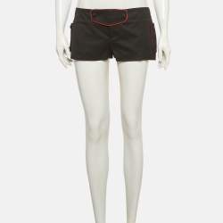 Pre Owned Gucci Black Twill Contrast Trim Micro Mini Shorts S