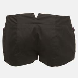 Pre Owned Gucci Black Twill Contrast Trim Micro Mini Shorts S
