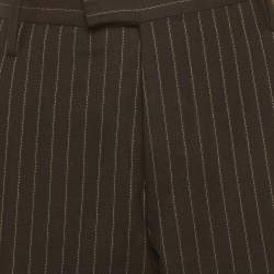 Pre Owned Gucci Brown Pin Striped Wool Regular Fit Trousers L