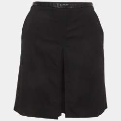 مملوكة مسبقًا Gucci Black Leather Trim Wool Pleated Shorts S
