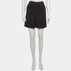 مملوكة مسبقًا شورت غوتشي صوف كسرات تقليم جلد أسود مقاس صغير