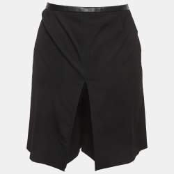 مملوكة مسبقًا شورت غوتشي صوف كسرات تقليم جلد أسود مقاس صغير