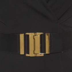 Pre Owned Gucci Black Stretch Knit Belted Mini Dress XS