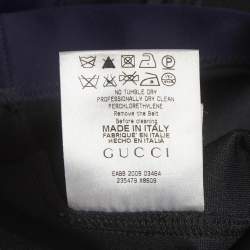 Pre Owned Gucci Navy Blue Stretch Knit Belted Mini Dress M