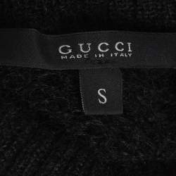 Pre Owned Gucci Black Mohair Knit Sheer Mock Neck Sweater S