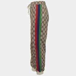 Pre Owned بنطلون غوثي جيرسي بني بطبعة GG صغير