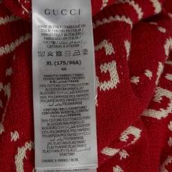 Pre Owned Gucci Red GG Intarsia Cotton Knit Polo Dress XL