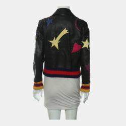 Pre Owned Gucci Intarsia Leather Jacket
