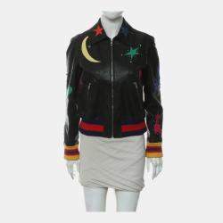 Pre Owned Gucci Intarsia Leather Jacket