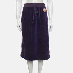 Pre Owned Gucci x Adidas Purple Velvet Knee-Length Skirt M
