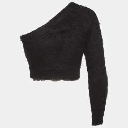 Pre Owned Gucci Black Mohair Blend One Shoulder Top XS
