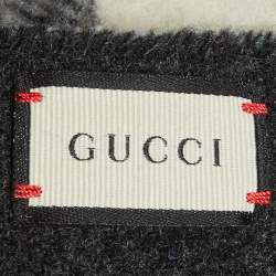 مملوكة مسبقًا Gucci Grey Checkered Wool Poncho