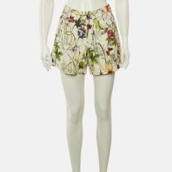 Pre Owned Gucci Off White Printed Linen Shorts S