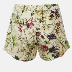Pre Owned Gucci Off White Printed Linen Shorts S