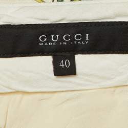Pre Owned Gucci Off White Printed Linen Shorts S