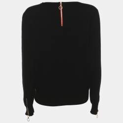 Pre Owned سترة غوتشي محبوكة من الكشمير الأسود مطرزة بنمر مقاس كبير (لارج)