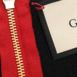 Pre Owned سترة غوتشي محبوكة من الكشمير الأسود مطرزة بنمر مقاس كبير (لارج)