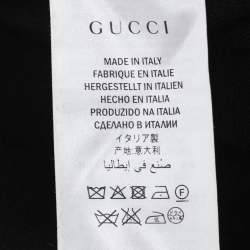 Pre Owned سترة غوتشي محبوكة من الكشمير الأسود مطرزة بنمر مقاس كبير (لارج)