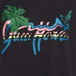 Pre Owned Gucci Black Gucci Hawaii Print Jersey Crew Neck T-Shirt M