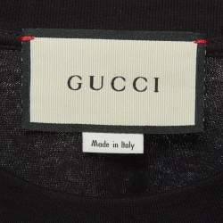 Pre Owned Gucci Black Gucci Hawaii Print Jersey Crew Neck T-Shirt M