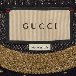 مملوكة مسبقًا توب غوتشي قطن لاميه أزرق GG مقاس صغير جدًا (إكس سمول)