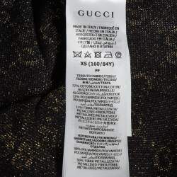 مملوكة مسبقًا توب غوتشي قطن لاميه أزرق GG مقاس صغير جدًا (إكس سمول)